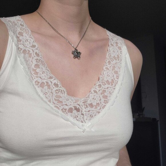 Gothic unique lucky star silver chainmail necklace - Picture 5 of 10